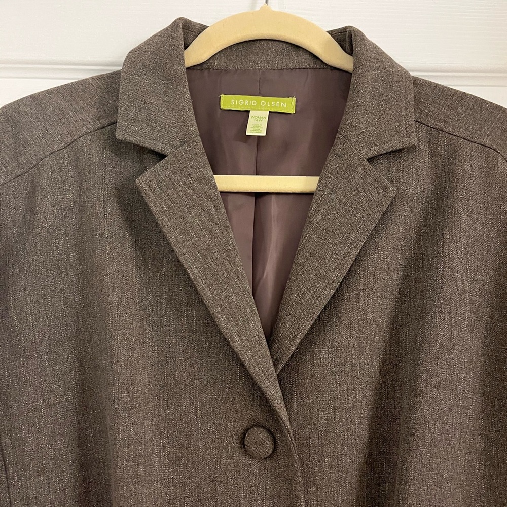 Sigrid Oleson brown metallic thread blazer women’s‎ size 14W dark academia - Picture 4 of 10